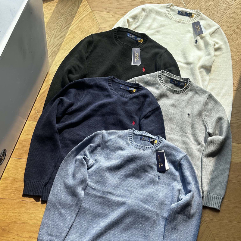 Ralph / Ralph Men's Sweater with Classic Pony Logo, Round Neck, Solid Color, Casual Pullover with Embroidered Logo, Inner Layer Top Ralph / Ralph Men's Sweater with Classic Pony Logo, Round Neck, Solid Color, Casual Pullover with Embroidered Logo, Inner Layer Top