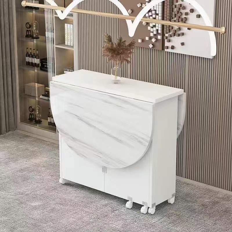 타원형(흰색 캐비닛 + 모조 흰색 대리석 패턴)