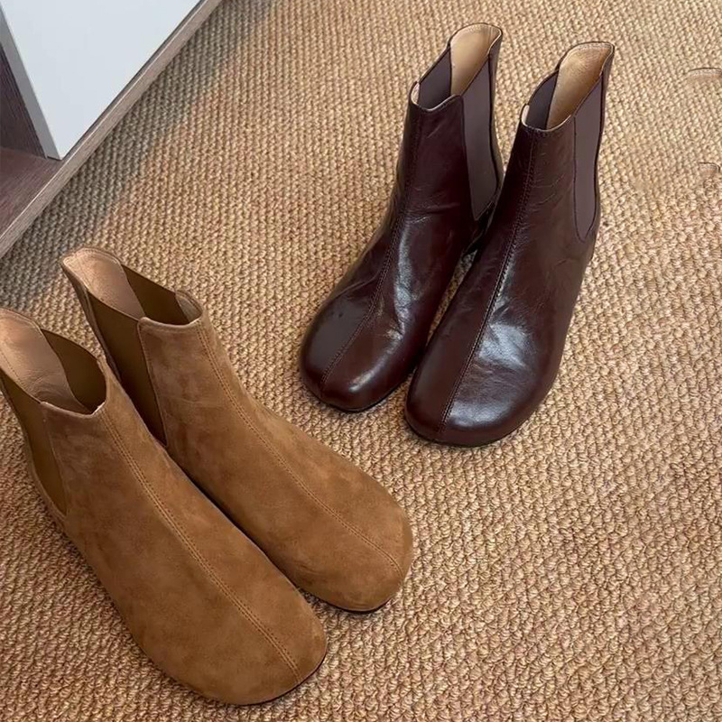 In Stock Immediate Delivery~British Style Elastic For Women, Autumn And Winter Short Boots, Round Toe, Commuter_vogvips.com
