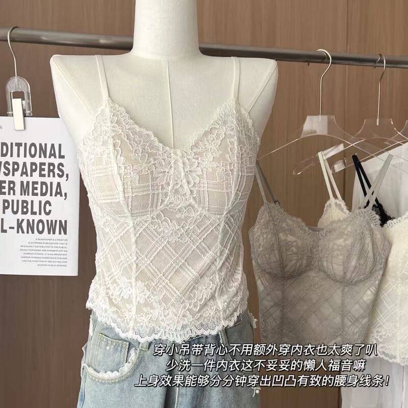 Aimido lace sexy versatile slim-fit with chest pads, lift-up, breathable, suitable for both inner and outer wear, camisole underwear Aimido lace sexy versatile slim-fit with chest pads, lift-up, breathable, suitable for both inner and outer wear, camisole underwear