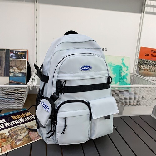 Japanese workwear backpack for women, Korean version, niche design sense, suitable for high school and university students, large capacity, double shoulder bag, travel backpack for men