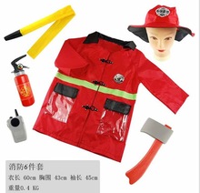 兒童消防服角色扮演道具服裝消防瓶對講機節日舞會演出萬聖節套裝