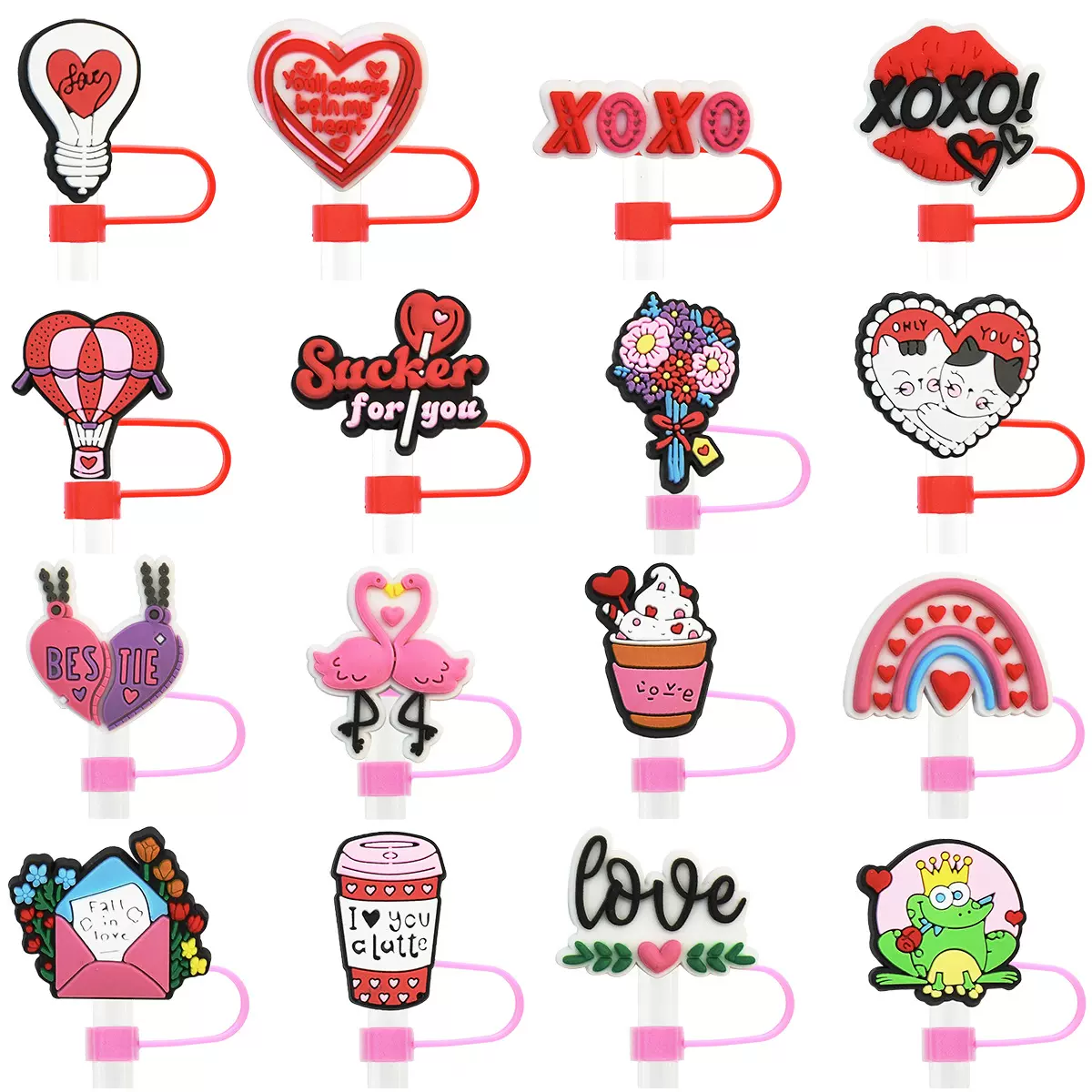 跨境新款恋人10mm吸管盖吸管帽PVC软胶个性派对装饰防尘吸管套帽