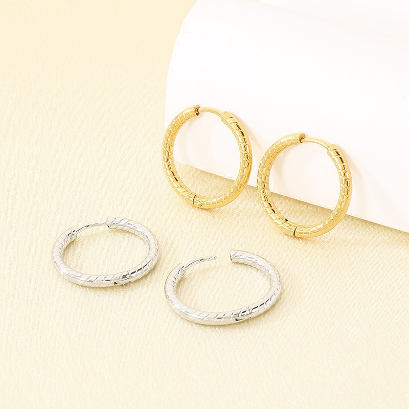 Pendientes de aro geométricos para mujer aros de acero inox_voghion.com