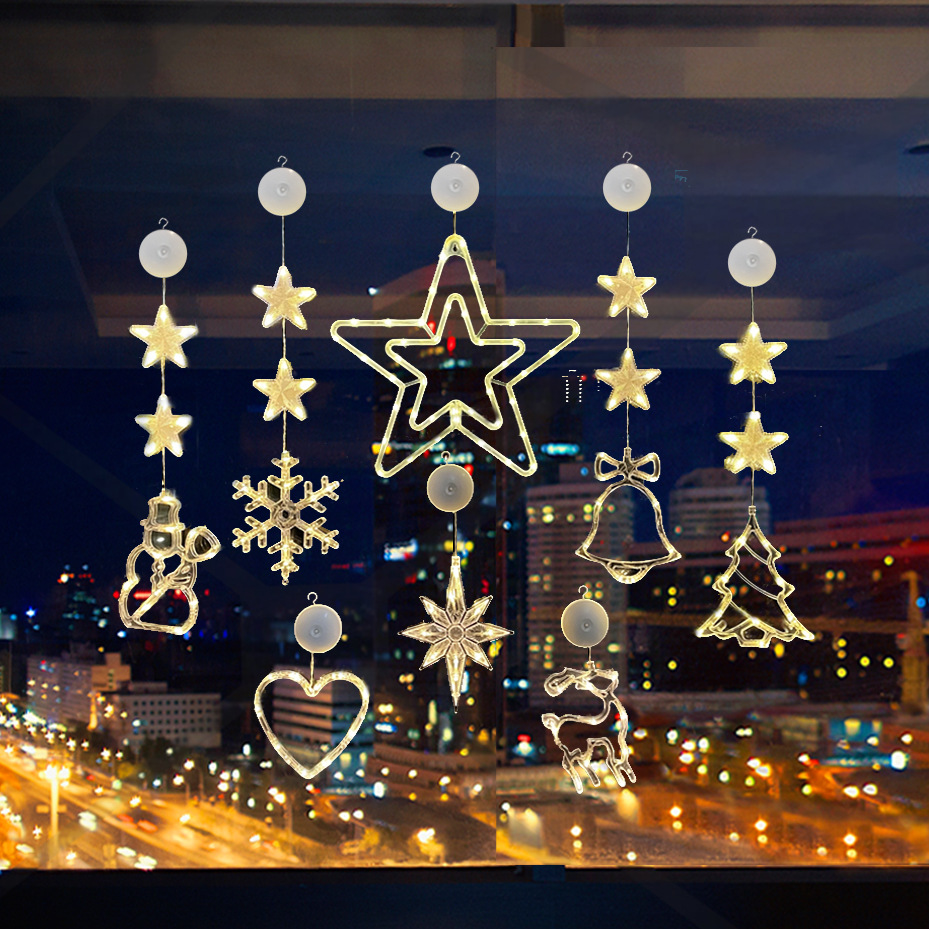 Nuevo estilo transfronterizo Navidad ambiente creativo LED ventosa decoración de la lámpara decoración del festival lámpara de estrella de cinco puntas colgante colgante image 28