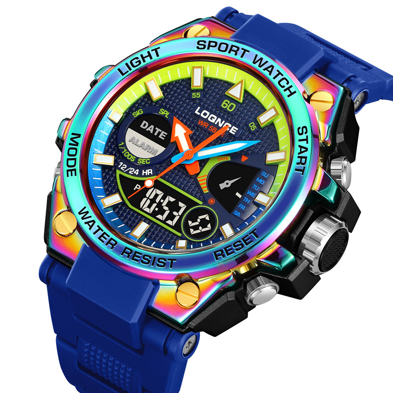 LOQNCE nuevo 98006 reloj de pulsera deportivo de moda nocturna multifuncional deportivo impermeable cronógrafo electrónico reloj de hombre