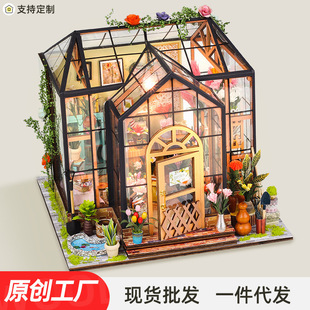 Cross-Border Creative DIY Flower House Girl Flower House 3D Stereo Hand-Assembled Model Desktop Ornaments Gift Toys