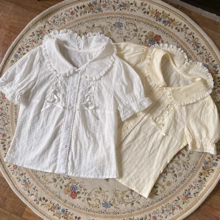 Summer New Style Doll Collar Cute Lolita Sweet Puff Sleeve Short-Sleeved Shirt Versatile for Women Summer New Style Doll Collar Cute Lolita Sweet Puff Sleeve Short-Sleeved Shirt Versatile for Women