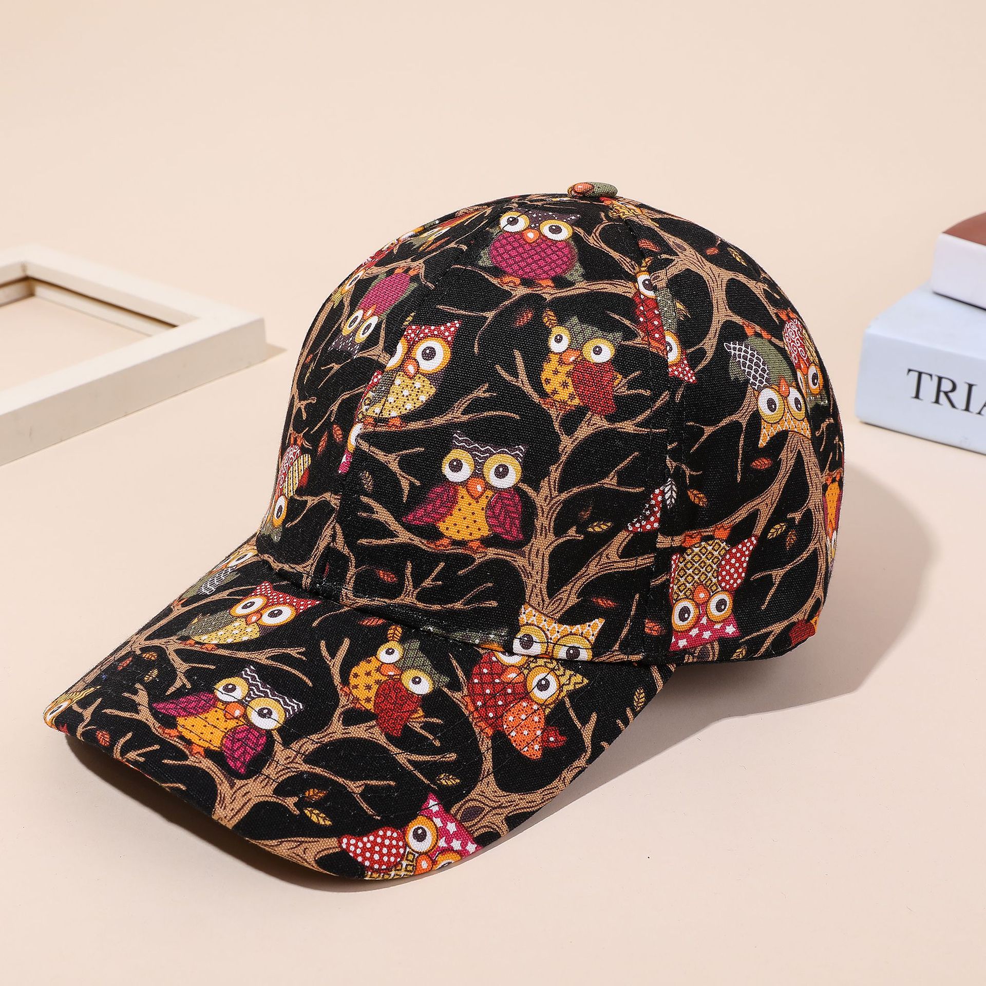 Creativo nuevo patrón de dibujos animados gorra de béisbol hombres y mujeres casual sol sombrero búho impreso casquillo enarbolado primavera y verano