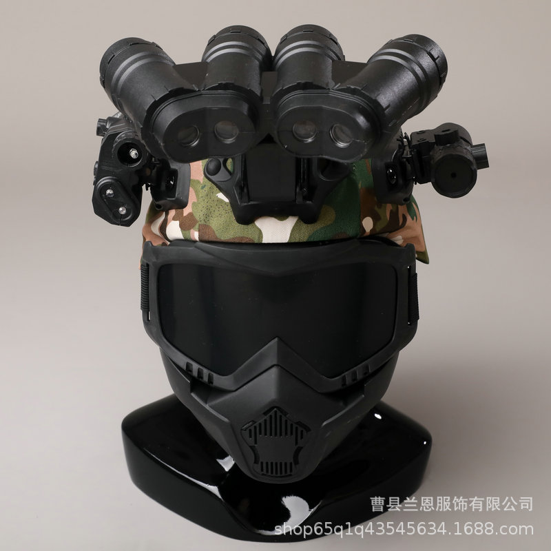 Casco táctico para niños binoculares de cuatro ojos de protección al aire libre equipo de ventilador militar telescopio modelo de visión nocturna equipo táctico
