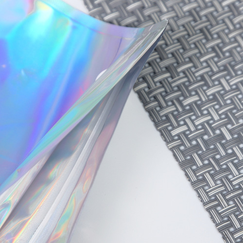 Customized laser ziplock bag Rainbow film aluminum foil data cable jewelry bag Laser self-adhesive bag plastic ziplock bag