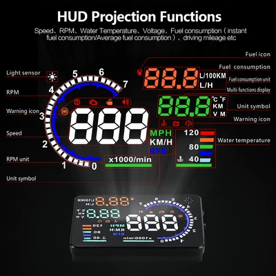 Weiying HUD Head-Up Display OBD Universal High-Definition Car Speed Projector Portable Car Display Screen A8 (Vehicle HUD) - a8-obd-high-definition-multifunctional-hud