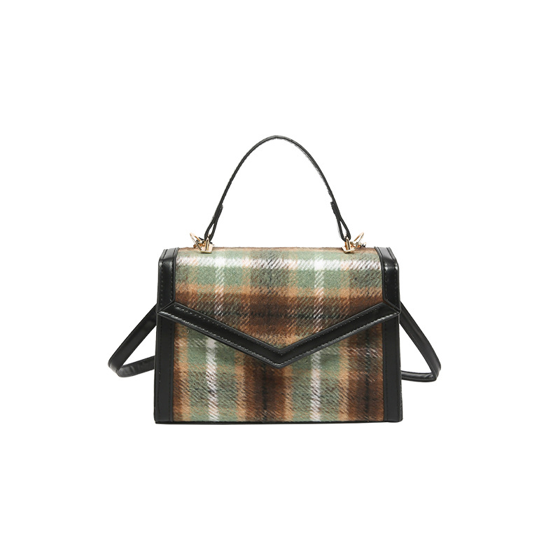 Bolsa de mano a cuadrillas retro de color extranjero otoño 2024 nueva moda simple bolso de hombro de moda bolso cuadrado