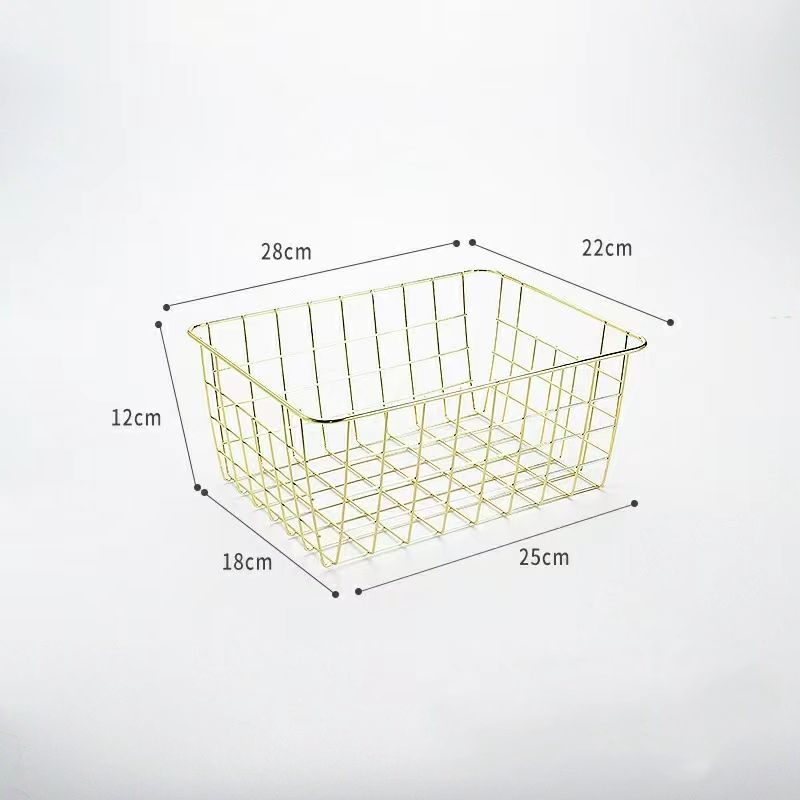 ins canasta de almacenamiento de hierro forjado, cosméticos, bocadillos, artículos de cocina, malla de almacenamiento de escritorio, canasta de almacenamiento simple, gran capacidad