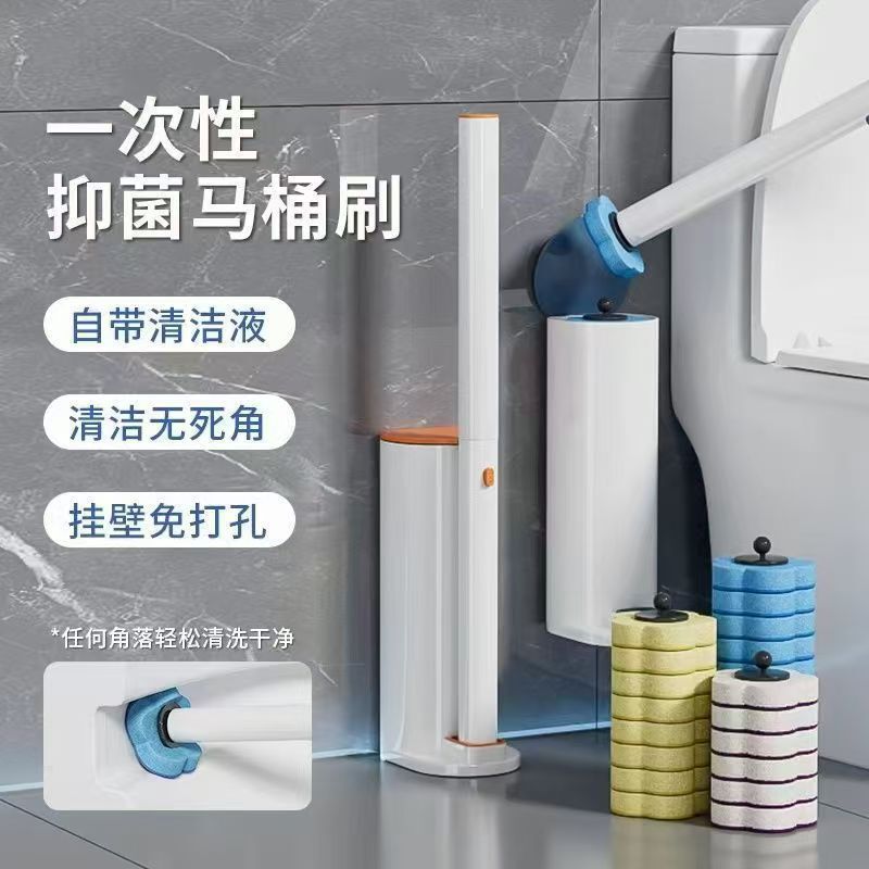 国境を越えた使い捨てトイレブラシ家庭用トイレ洗浄投げ式スポンジブラシヘッドトイレブラシ|undefined