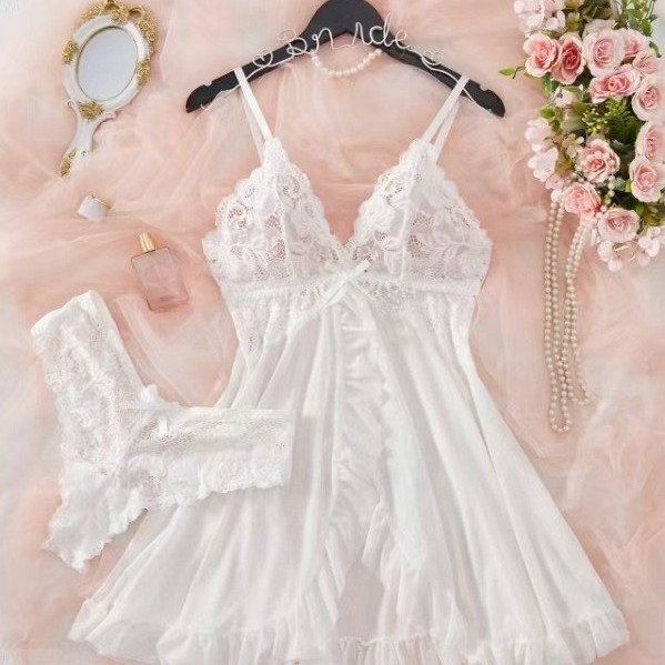 E3967 Dropshipping Aliexpress Cross-Border New Style Nightgown Women's Nightgown Sexy Lace Cardigan