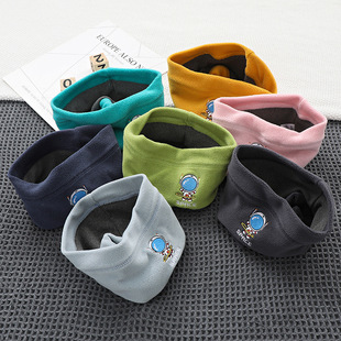 Double-layer thickened winter New Polar fleece children's scarf boys and girls warm velvet lining baby embroidered collar