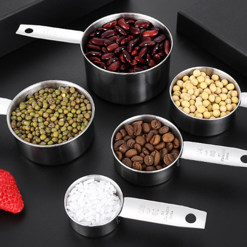 Cross-border 304 stainless steel graduated measuring cup and measuring spoon five-piece set milk powder coffee spoon baking measuring spoon set