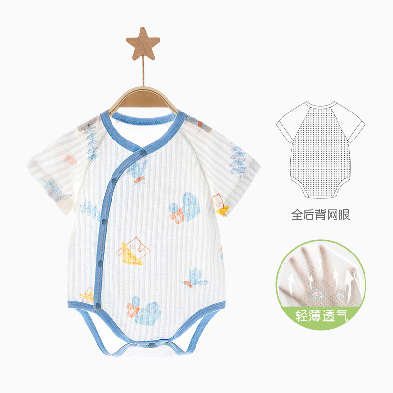 Bebé mono verano luna llena bebé manga corta algodón fino verano hombres y mujeres triangulares ropa de pedo ropa nueva