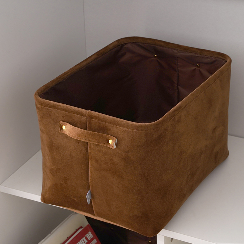 收納筐荷蘭絨 首飾零食存放盒帶把手 廠家批發(fā)大小號收納筐