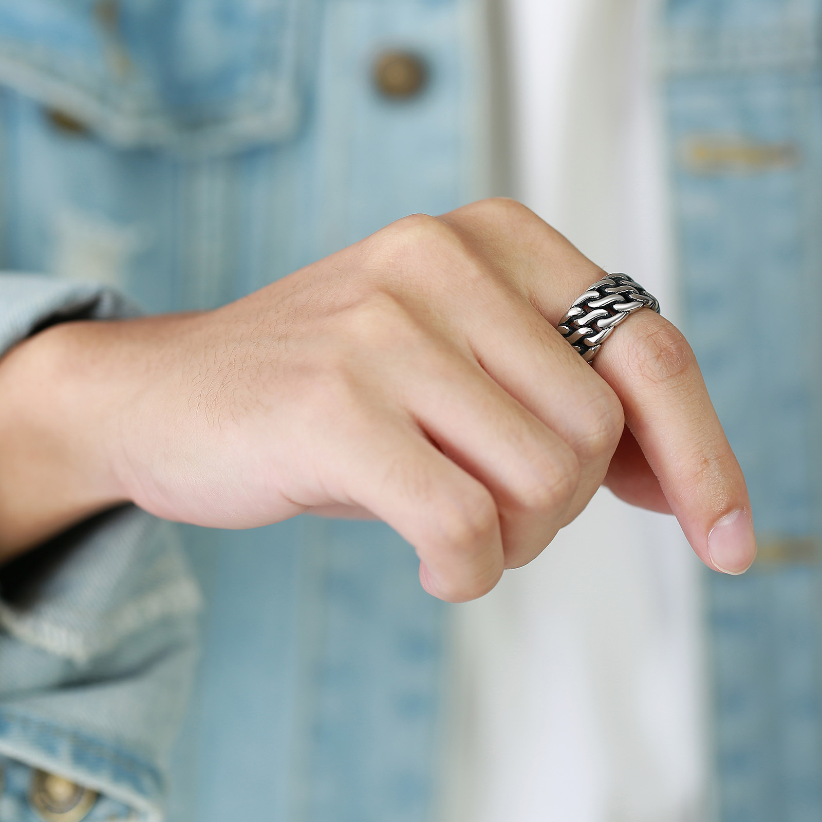 Hip-Hop Solid Color Titanium Steel Polishing Rings