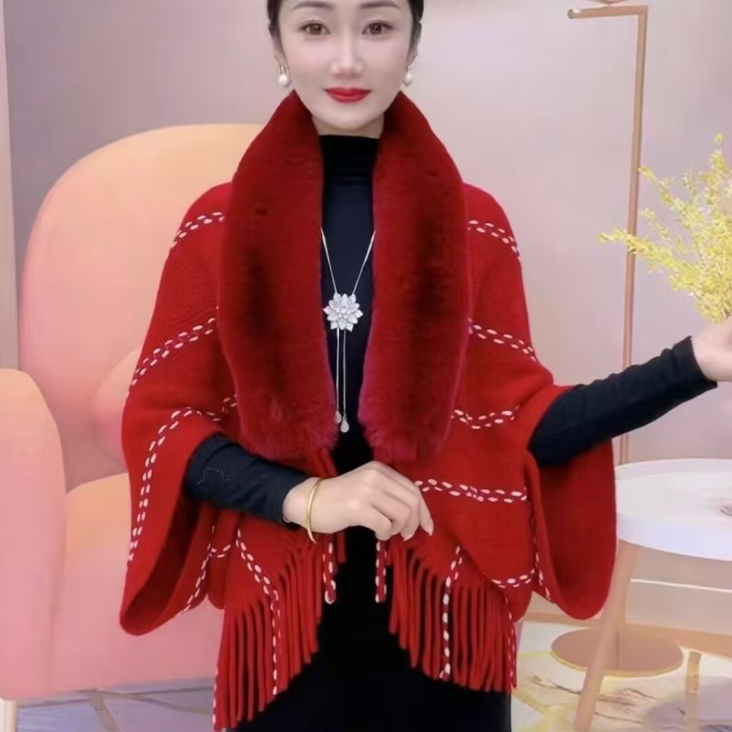 Sopa de cuello de lana 2024 otoño y invierno temperamento universal femenino suelto delgado a rayas de color sólido de punto bordado abrigo cálido