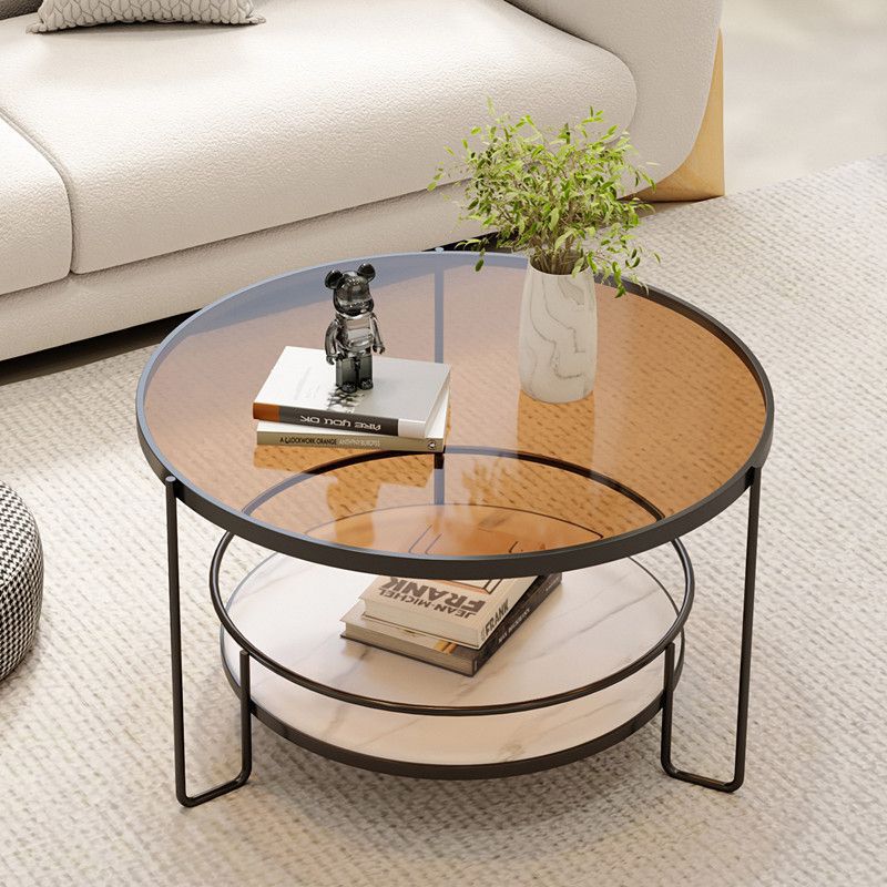 Changhong Tempered Glass Modern Coffee Table Small Apartment Living Room Round Household Minimalist Mini Small Table Internet Celebrity Light Luxury