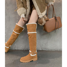 4cm两穿过膝雪地靴女2025新款秋冬加绒加厚保暖棉鞋厚底增高长靴