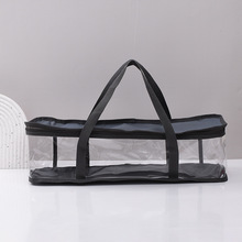 牛津布拼接PVC透明cd手提袋 图书碟片整理收纳防尘拉链包