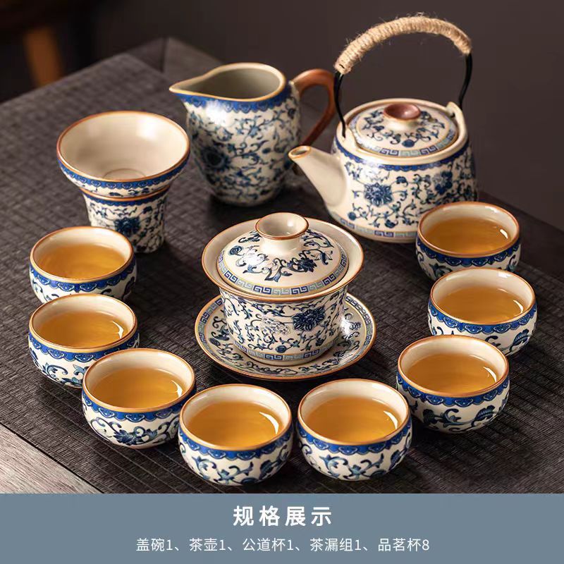 Alta calidad Nuevo 2024 nuevo arroz verde huangru horno kung fu conjunto de té doméstico ligero de lujo de alta calidad cerámica china tetera taza de té