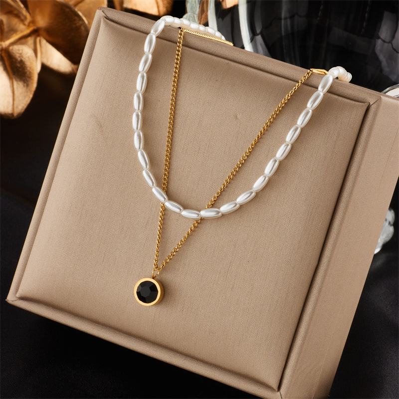 Titanium Steel Pendant Material Pendant Necklace Classification Wholesale Jewelry Simple Style Classic Style Solid Color Titanium Steel Plating Pendant Necklace