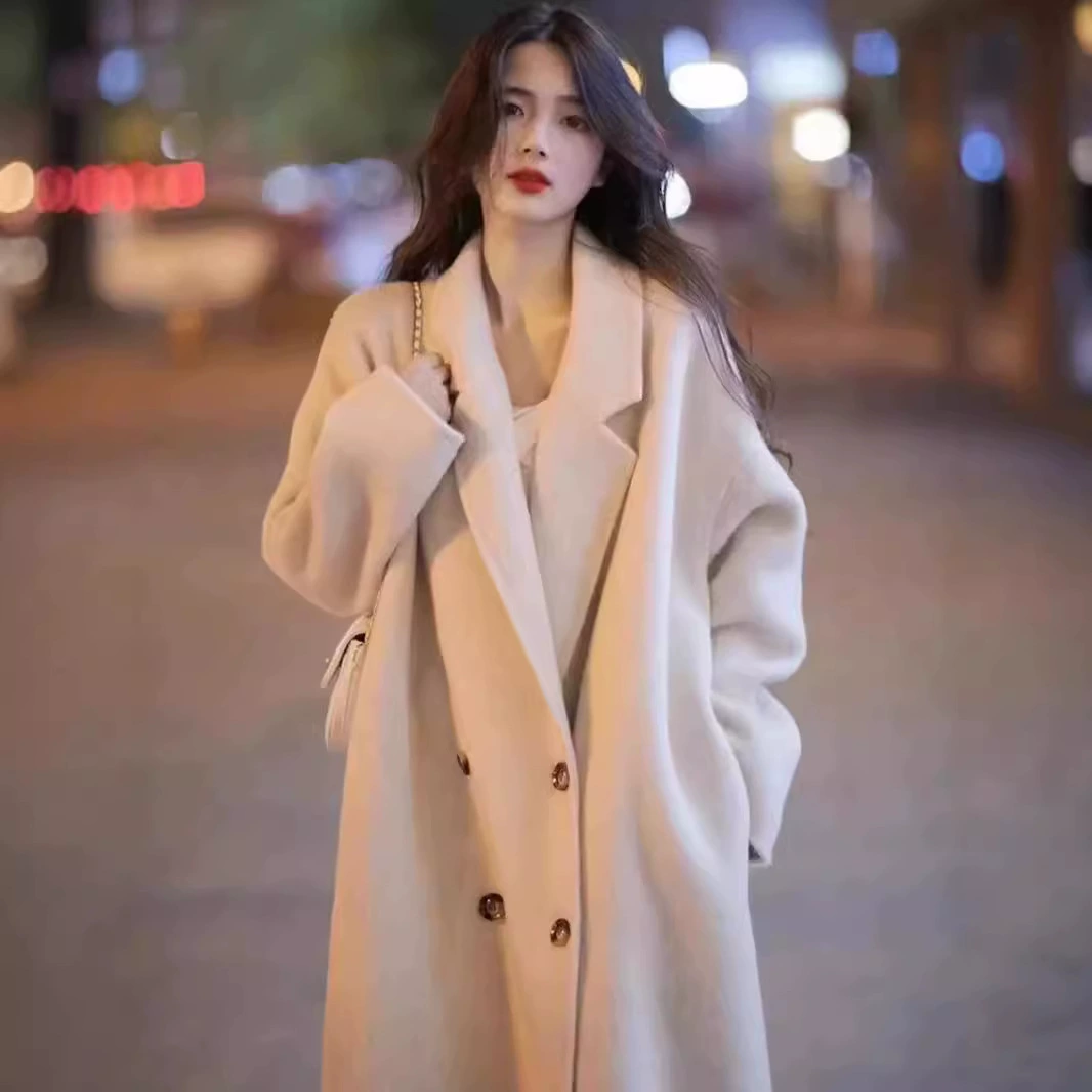 [Высокая версия детского верблюжьего бархата] Новая корейская версия ультра-тонкого двухстороннего кашемирового пальто женская дикая верблюжья бархатная куртка