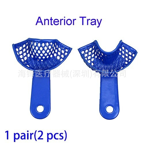 Material dental plástico de acero soporte dental molde bandeja plástico azul modelo de película desechable dental de malla oral