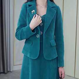 秋冬新款西装套装女优雅气质休闲显瘦西服外套连衣裙两件套潮