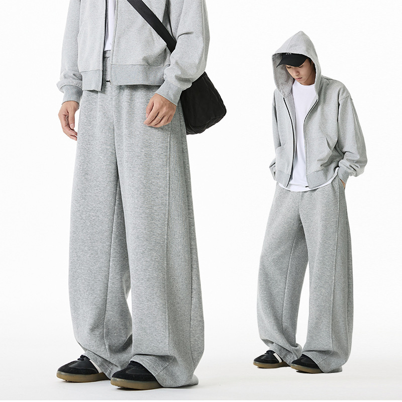 Side-Panel Straight-Leg Casual Pants, Autumn Style, Loose Fit, Heavy Texture, Trendy Brand Sports Sweatpants