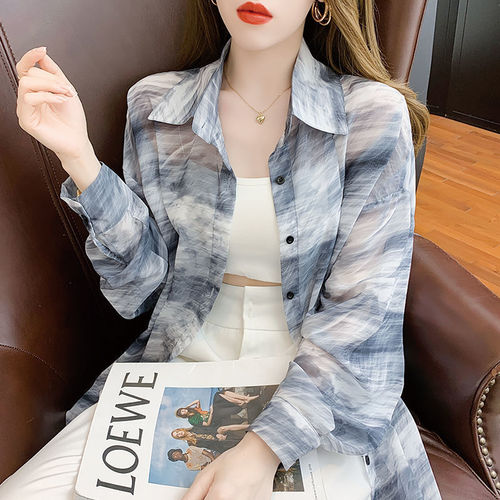 Summer 2025 Women's Casual Long-Sleeve Top with Design Sense, Small Brand Chiffon Shirt, Thin Air-Conditioning Wear