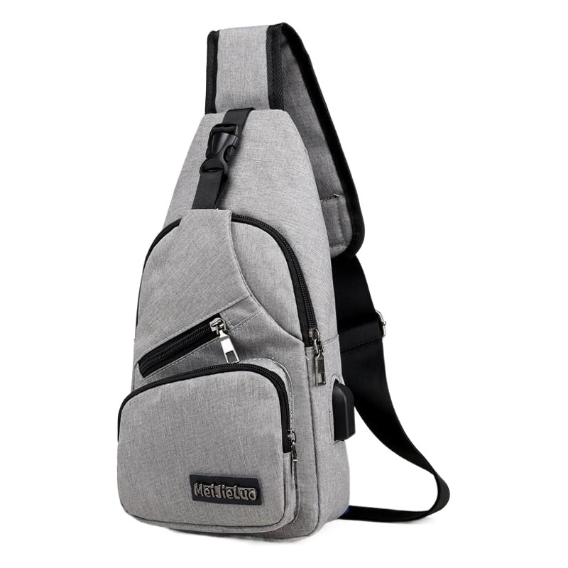 Bolsa de pecho transfronteriza 2022 nueva bolsa de pecho para hombres USB bolsa de hombro inteligente lona coreana bolsa de pecho para hombres de lona casual