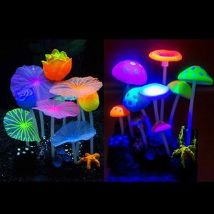 Aquarium supplies wholesale aquarium rockery fish tank landscaping decorations luminous simulation water grass mushroom lotus leaf