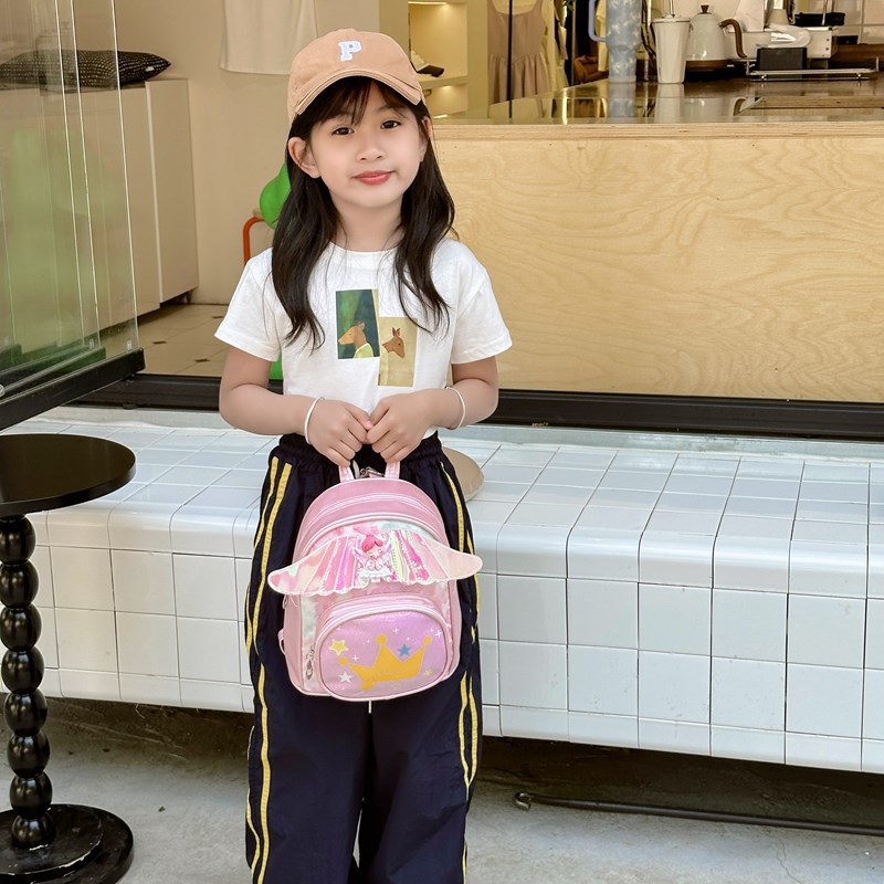Mochila suave, lindas alas pequeñas, mochila para niños y niñas, mochila para niños de jardín de infantes, mochila para bebés, mochila para niños con sequillas de corona de dibujos animados