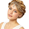 Retro hair accessory with tassels, chain from pearl, fashionable ethnic headband for bride, European style, boho style, ethnic style