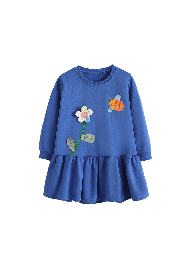 Cross-border malwee ropa infantil otoño-invierno nueva linda niña de cuello redondo de manga larga para niños europeos y estadounidenses