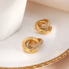 Brand fashionable earrings, accessory stainless steel, zirconium, ring, pendant, European style, 750 sample gold