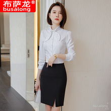 新款韩版长袖衬衫女士寸衫职业修身工作服大码正式装1051