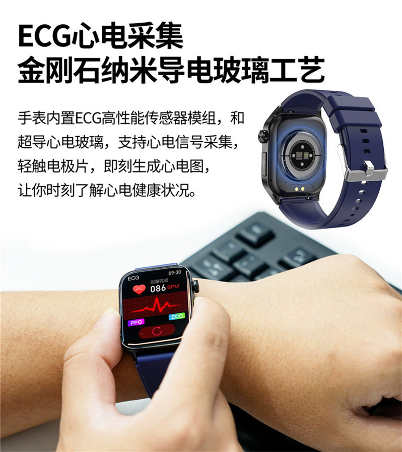 The new cross-border ET580 smartwatch features Bluetooth calls, ECG, electrocardiogram, and does not measure blood sugar, uric acid, blood lipid, body temperature, or exercise Application Scenario