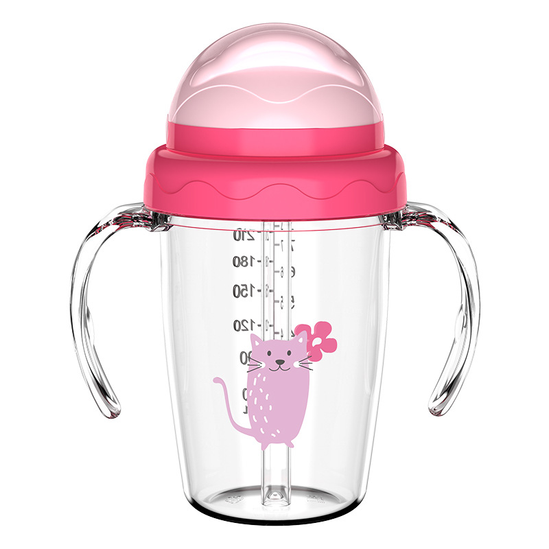 Taza de agua para bebés de dibujos animados, taza de bebés a prueba de fugas, taza de agua a prueba de fugas con mango, taza de bebida directa al por mayor