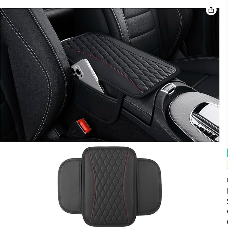 Wholesale car armrest case cushion PU leather embroidered three-dimensional cross-border explosion non-slip central armrest case cushion