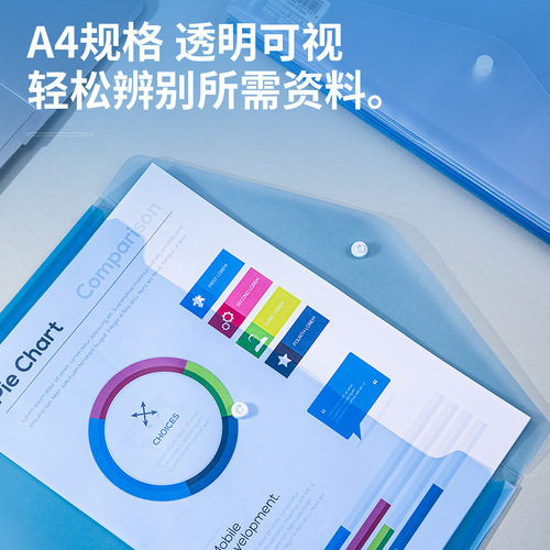 Deli Document Bag A4 Transparent Document Storage Bag Office Supplies Wholesale Waterproof Stationery Official Document Snap Information Bag