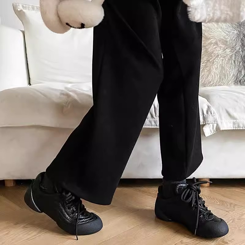 Chao Bunan ~ zapatos blancos con suela gruesa de lazos pareja de zapatos de entrenamiento 24 otoño y invierno zapatos de piel agrietados Flexion