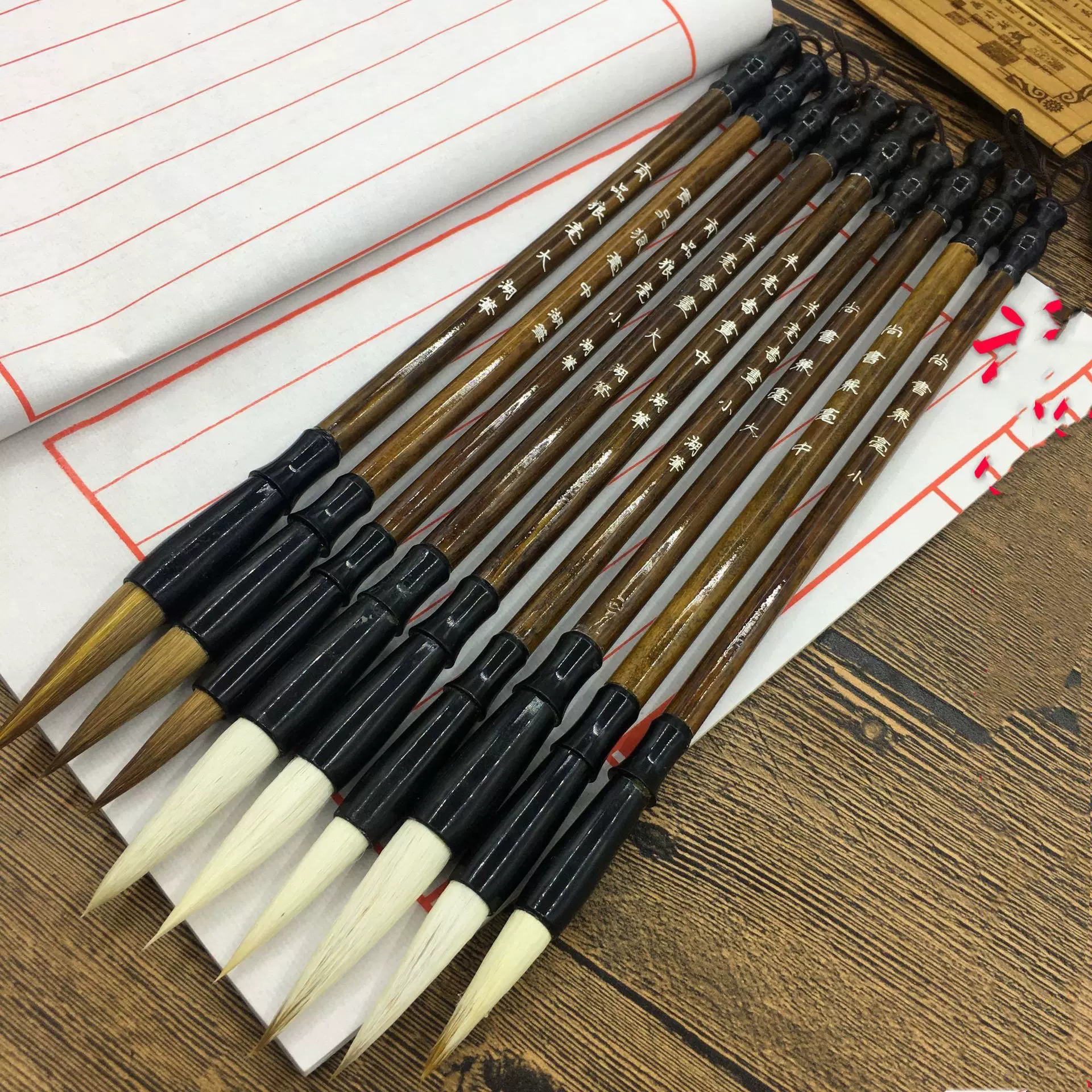 厂家批发加健狼毫毛笔 学生练习书法 培训班大中小楷兼毫毛笔批发