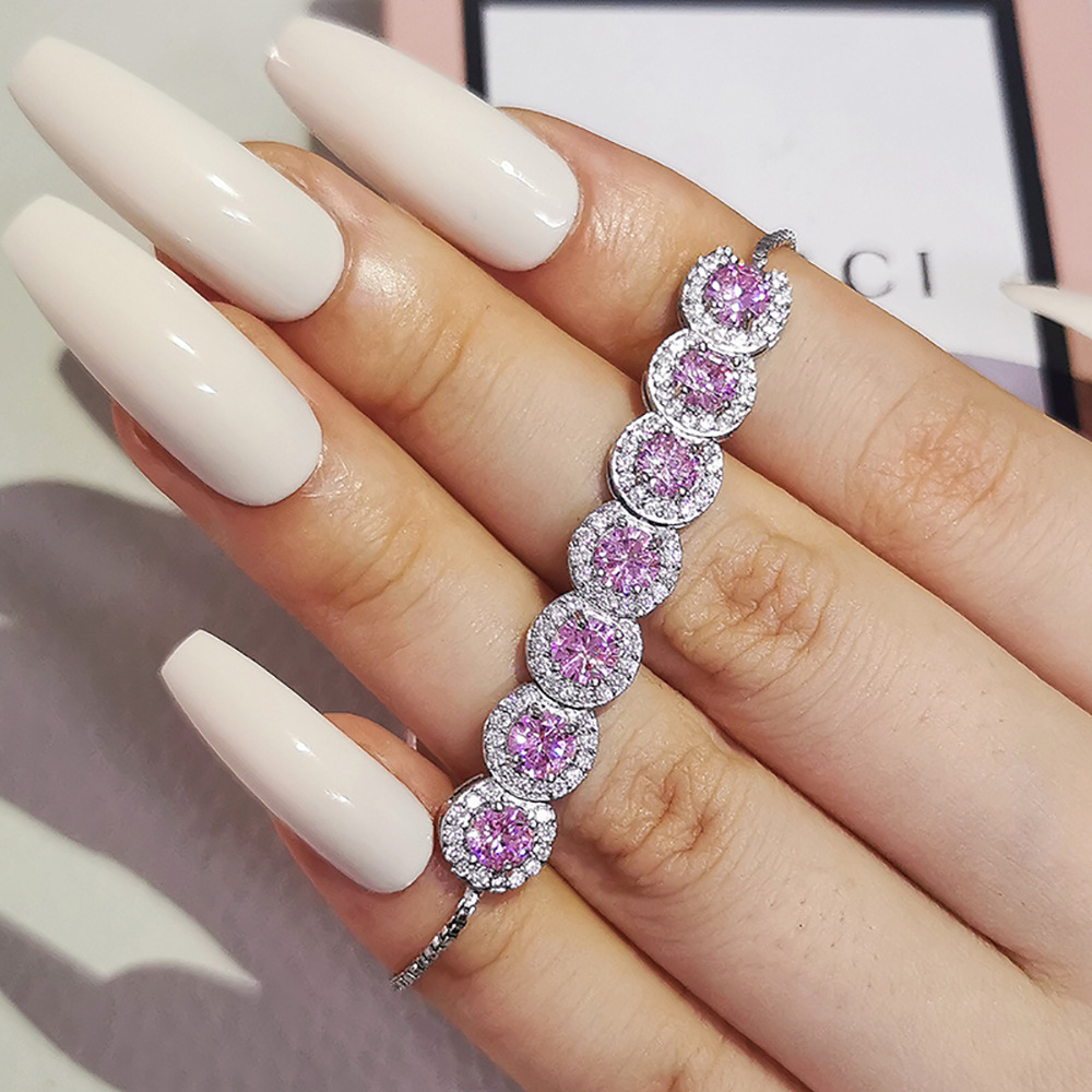 Xi Classic Full Diamond Crystal Bracciale Bracciale regolabile con zircone smeraldo femminile S5243_voghion.com